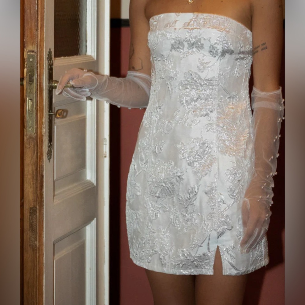 12th Tribe Silver Floral Mini Dress